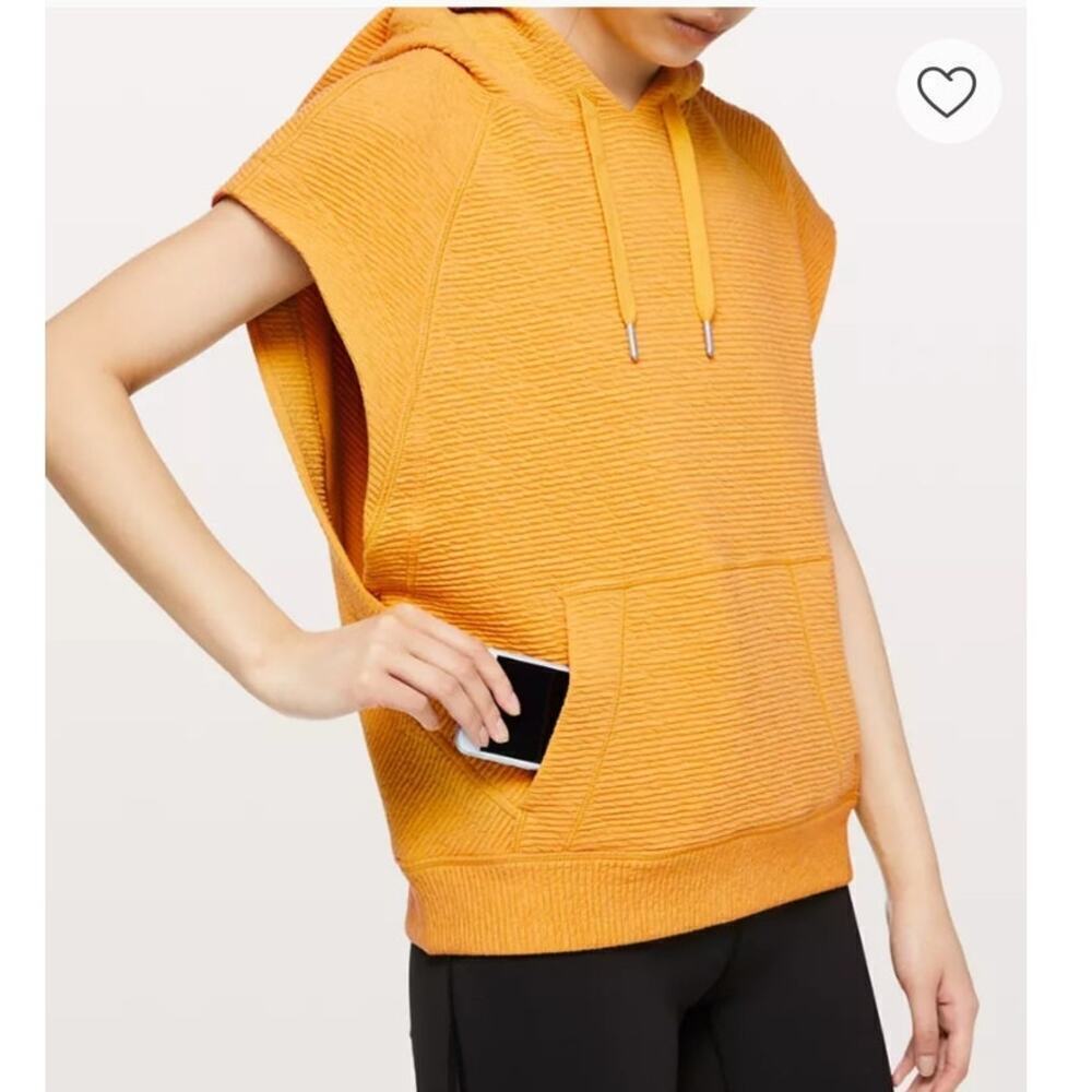 lululemon Womens Easy Going Hoodie Sleeveless Gold Hooded Size 10 Relaxed Fit - Picture 8 of 12